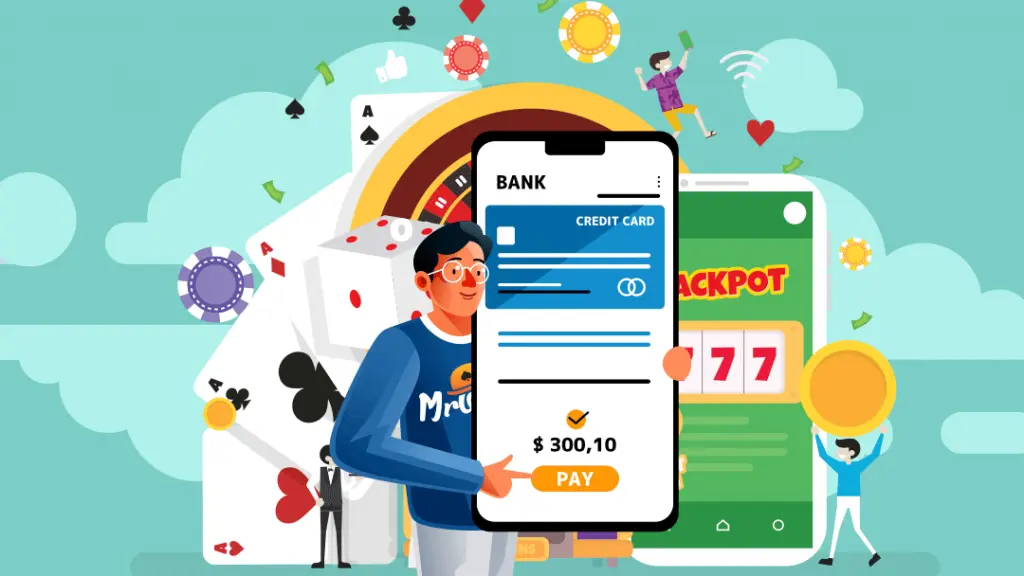 Illustration of a mobile user making a deposit with Klarna Pay Now, showing secure and instant casino payment methods.