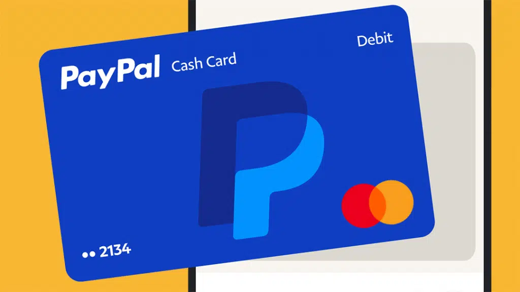 PayPal prepaid debit Mastercard card with PayPal logo.