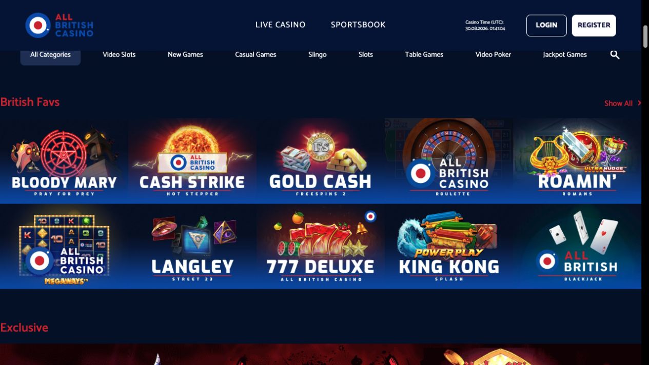 All British Casino games lobby