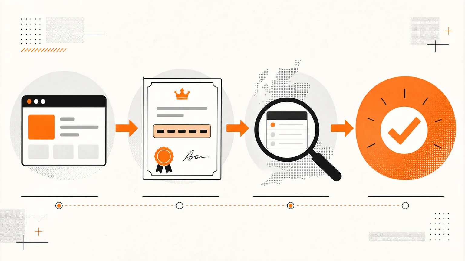 Four-step editorial illustration for checking a UK online casino licence