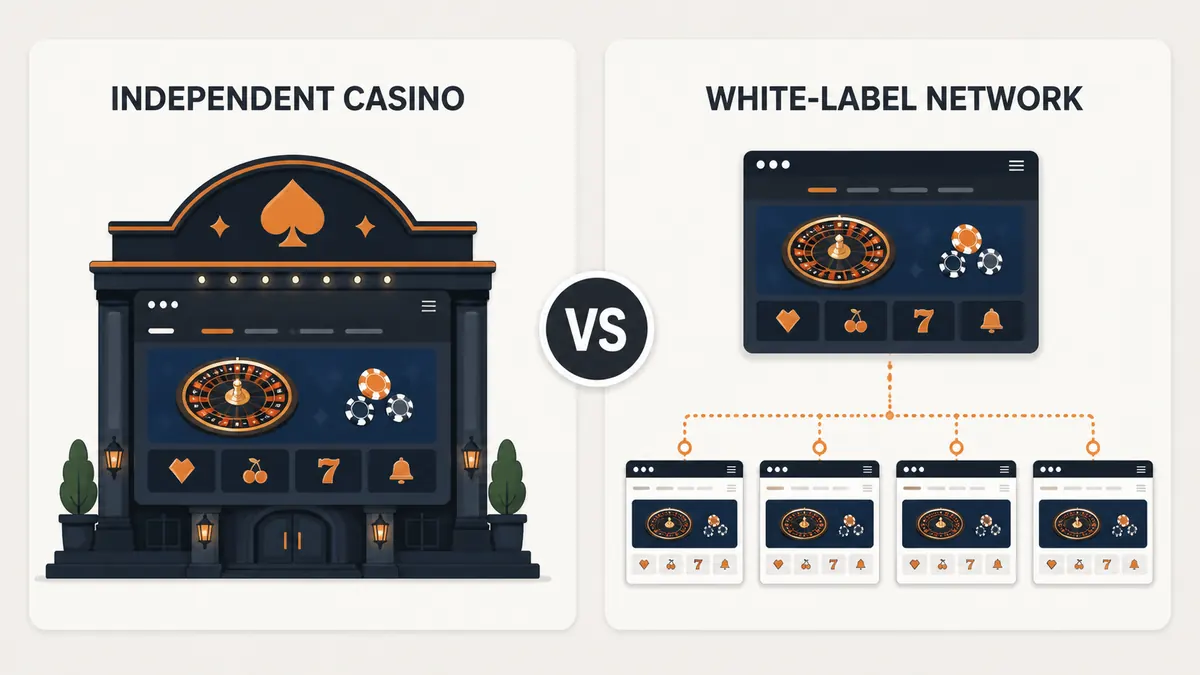 Comparison between independent and white-label online casinos