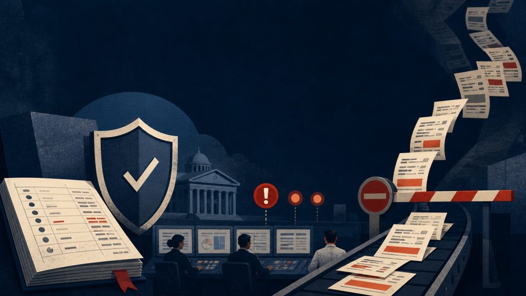 Illustration of gambling compliance systems reviewing betting activity