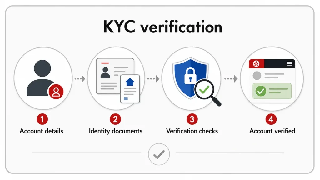 Typical KYC identity verification process at UK online casinos