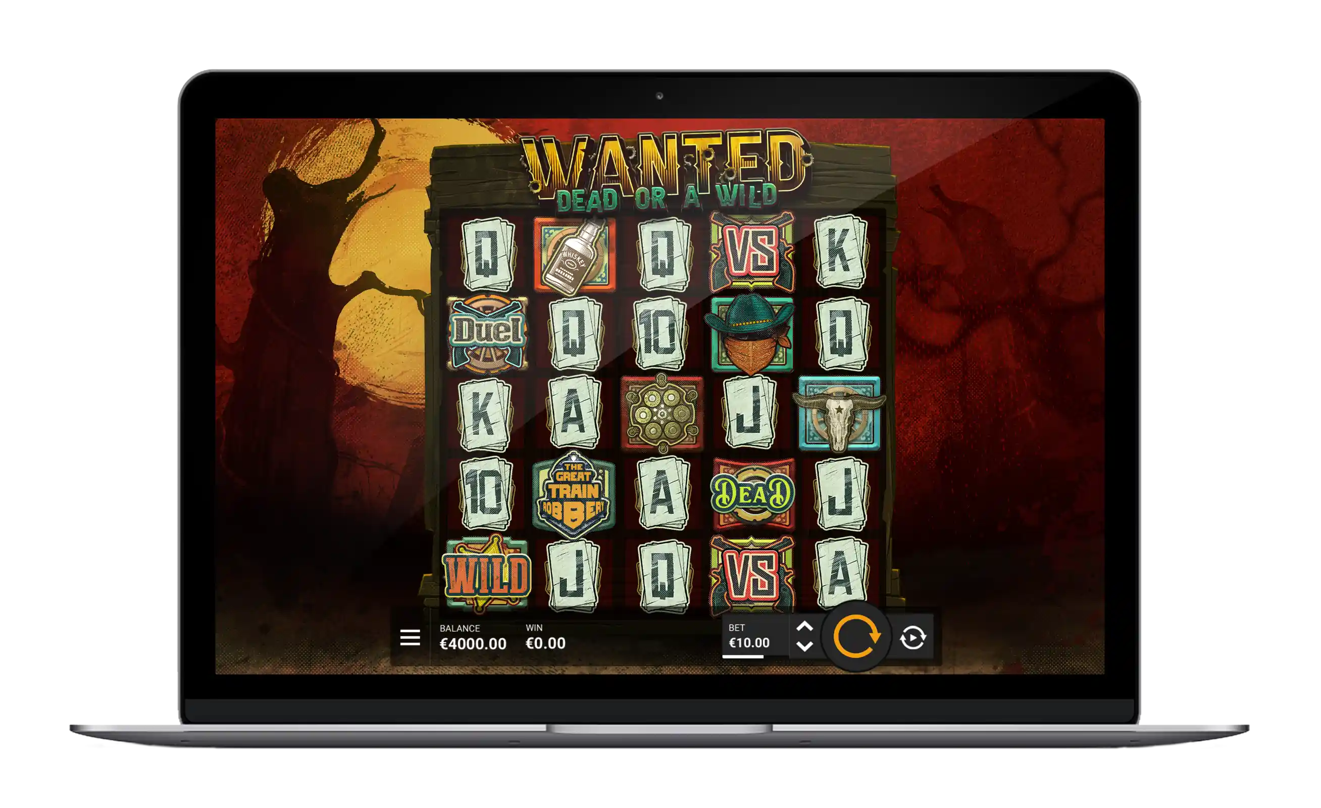 Wanted Dead or a Wild by Hacksaw Gaming, showing its five reels and VS symbols